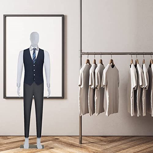 Mannequin Torso, Adjustable Male Mannequin Full Body 73 Inch Clothing Form Full Body Manikin Detachable Mannequin Stand Realistic Mannequin Display for Retail Clothing Shops - White