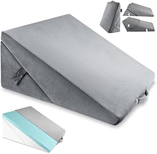 AviiatoR® Grey Folding Bed Wedge Pillow 7-in-1 Memory Foam Orthopaedic Support - for Acid Reflux, GERD, Reduce Back Pain, Snoring and Breathing Problems - Great for Sleeping, Reading, Rest Elevation