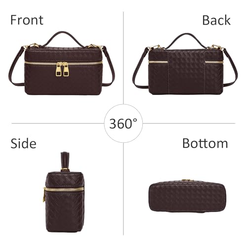 Image of Trendy Shoulder Bags for Women Mini L19 Square Box Satchel Bag Cute PU Leather Crossbody Purse with Adjustable Strap