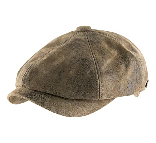 Bon Clic Bon Genre Béret - Casquette Plate Cuir Homme ou Femme Siena Cuir Vieilli - Taille 58 cm Cover