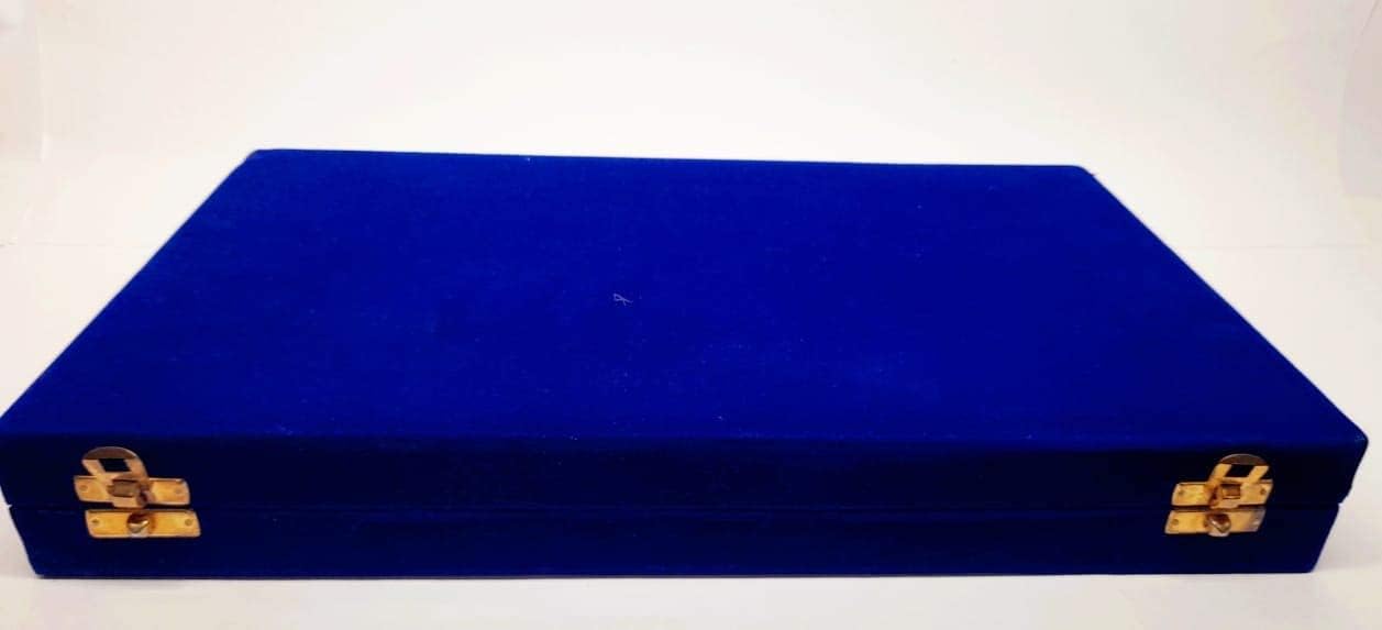 Pure Brass Silver Plated Royal Cutlery Set With Blue Velvet Box For Home And Kitchen Decorative Spoons For Coffee, Fruit, Dessert, Stirring, Mixing Sugar (Set Of 27 Pcs) By ORNATE INTERNATIONAL