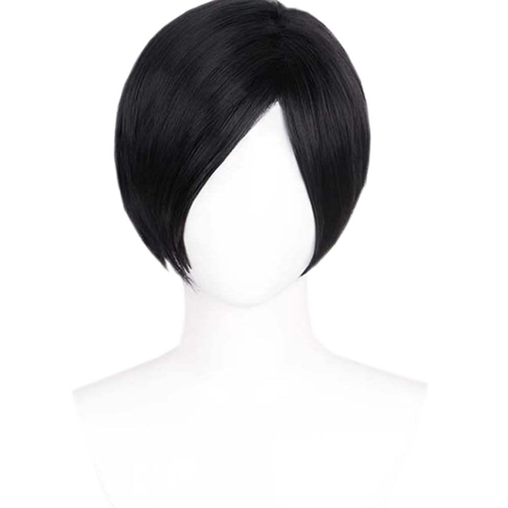 Light brown short hair wig side parted bob straight hair full hair cos simulation wigs 14inch