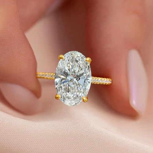 1PC 2CT Sparkle Oval BBroken Zircon Engagement Sterling Silver RingMaterial Wedding Band For Women Promise Eternity Fine Jewelry Gift(Yellow Gold,9)2