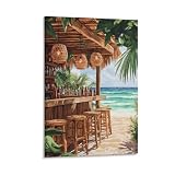WJWART Tulum - Póster de lienzo para bar de playa, decoración de dormitorio, paisaje, oficina, habitación, regalo, 50 x 75 cm