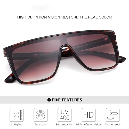 Square Oversized Sunglasses for Women Men Trendy Flat Top Fashion Shield Shades3