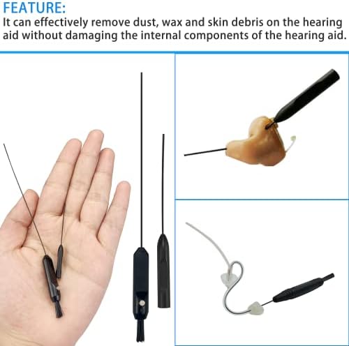8Pcs Hearing Aid Cleaning Kit Professional Hearing Amplifier Cleaning Fabric Multi-Functional Brushes with Plastic Box(Black)