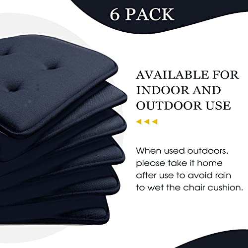 Basic Beyond Chair Cushions For Dining Chairs 6 Pack, Memory Foam Chair Cushion With Non Slip Backing, 17X16 Inches Kitchen Chair Pads(Navy) #TOP1