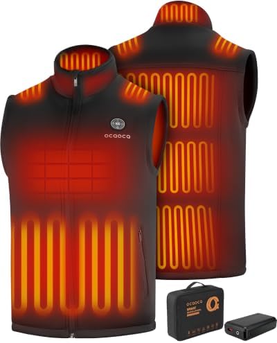 Men's Heated Fleece Vest with 16000mAh Battery,15 Heating Zone Heated Vest | 10HRS of Heating,7.4V UL-Certified Battery, Quick Heating with 3 Adjustable Levels,Lightweight Washable Water/Wind-Resistant