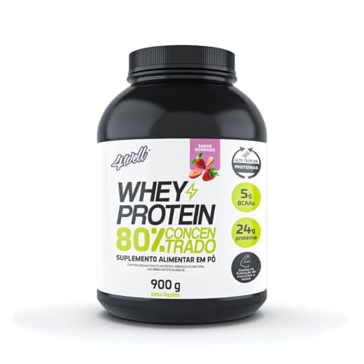 4well, Whey Protein Concentrado 4Well 900g Pote (Morango)