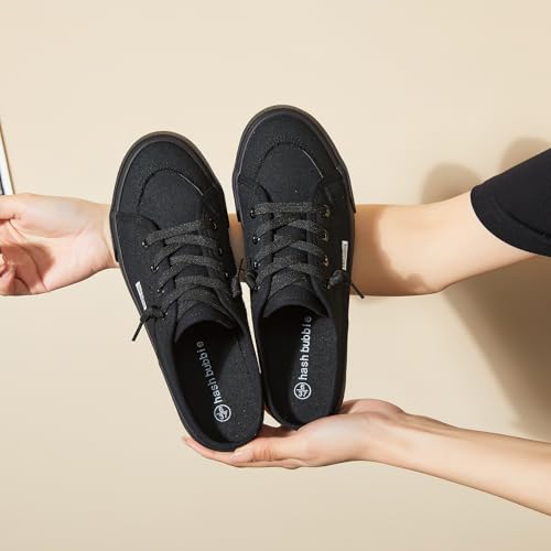 Image of hash bubbie Women's Mules Comfortable Slip on Sneakers Tennis Shoes Summer Backless Canvas Shoes Close Toed Sandals