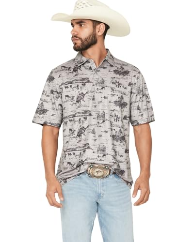 Cinch Men's Grey Western Scene Polo