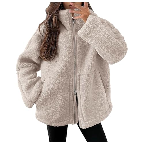 Fleecejacke Damen, Teddyjacke Damen Herbst Winter Warm...