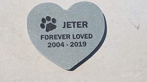 Pet Memorial Headstone Grave Marker Gray Natural Stone Heart 8 for Your Dog Or Cat Personalized