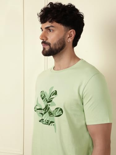 Image of WROGN Men's 100% Cotton T-Shirt | Chest Graphic Print | Slim Fit