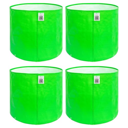 Image of Anandi Green's HDPE UV Protected 260 GSM Round Green Colour Plant Grow Bags Suitable for Terrace and Vegetable Gardening Size 18x18 Inch Pack of 4