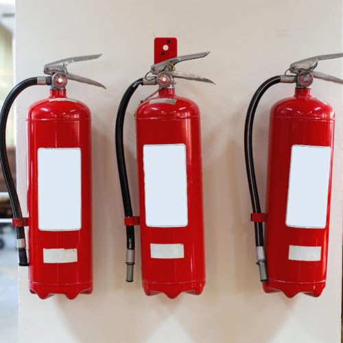 Soportes de hierro para extintor rojo en L: ganchos de pared para ahorrar espacio en oficinas 6