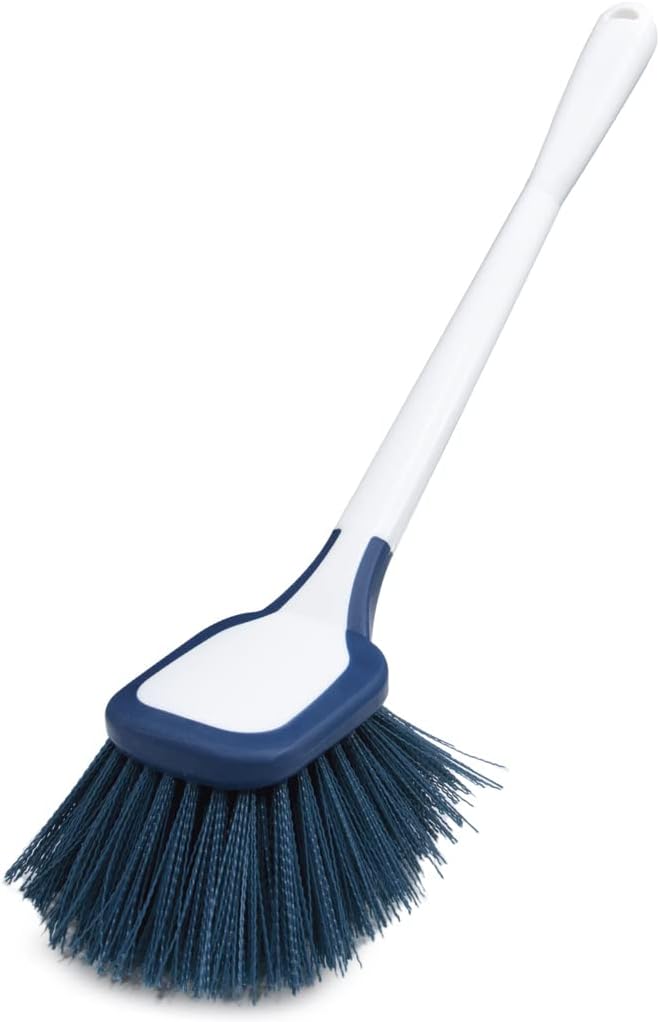 Unger EZ Reach Long Handle Shower Tub Tile Scrub Brush - Non-Scratch Angled Bristles for Grout, Drains, Fixtures & Marble
