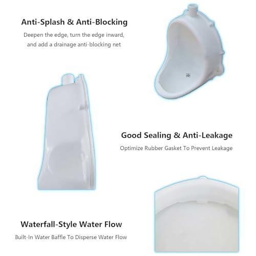 Urinal para hombres de plástico, montaje en pared, simple, con manguera, multipropósito para baño, obra temporal, escuela y exterior miniatura 4