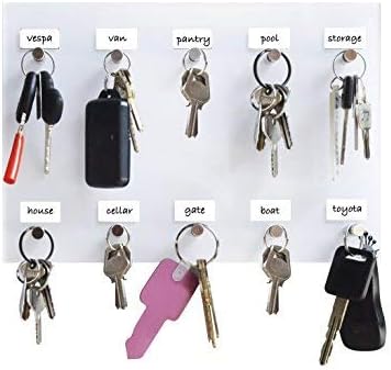 iZer Key Rack for Wall with Labels, Permanent Marker & Mount Tape. Holds 10 Keys with Stainless Steel Hooks. Acrylic Key Holder & Organizer