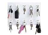 Key Rack with Labels, Permanent Marker & Mount Tape. Holds 10 Keys with Stainless Steel Hooks....