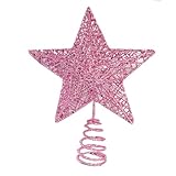 Metal Glittered Christmas Tree Topper Star Treetop Decoration for Christmas Home Decor(Pink)