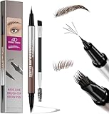 2-in-1 Augenbrauenstift Härchenzeichnung - Microblading Augenbrauenstift mit 4D Eyebrow Pencil & 0,1mm Feinspitze, Wasserfest & Wischfest Augenbrauenstift, Inkl. Augenbrauenbürste (Braun)