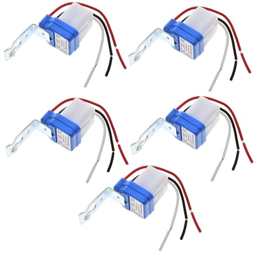 5 Pcs AC DC 12V 10A Auto On/Off Photocell Light Switch Photocell Photo Switch Photoelectric Switch Photocell Control Light Sensor Switch Dusk to Dawn Photocell Sensor (AC DC 12V)