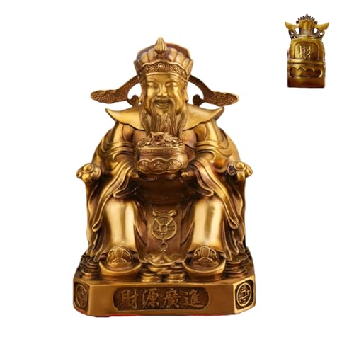 文財神の銅像 銅製の財神像 仏像 置物 財源広進 財宝を招く 黄銅製 金運祈願 商売繁盛 厄除け 金運開運 風水グッズ 複数の寸法を選択可能 (ゴールド,24cm)