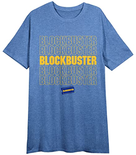 Blockbuster Title and Logo Women's Royal Blue Heather Graphic Tee-Medium
