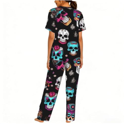 Pijama de mujer con estampado Sugar and Skulls de manga corta 2