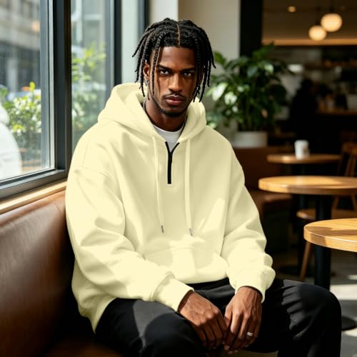 Hooded Sweatshirt Men Fleece Quarter Zip Pullover Hoodie Kangaroo Pocket - image 4