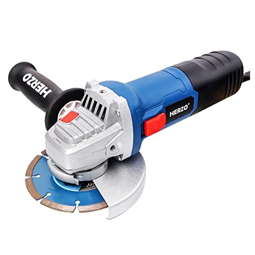 HERZO Vinkelslip 125 mm 850 W skärnings-, slip- och poleringsverktyg med mjukt grepp och par kolborstar med 3-stiftpluggar