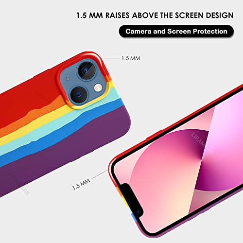 Image of LIRAMARK Liquid Silicone Soft Back Cover Case for Apple iPhone 13 Mini (5.4 Inch) (Rainbow)