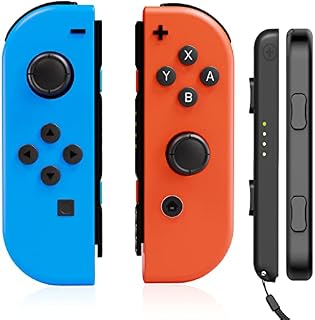 Wireless Controller Compatible with Nintendo Switch/Lite/OLED, Replacement Left Right Joystick for Switch with Motion Control/Dual Vibration/Wake-up Function-Red & Blue