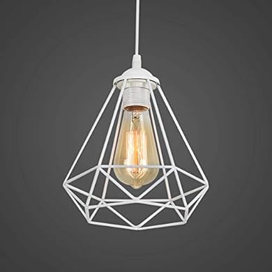 Foto di MAXDUYU Lampada a Sospensione Vintage Industriale,bianca,diametro 20cm,adatto per lampadine LED E27,selezionabile in bianco e nero,per soggiorno,sala da pranzo,taverna