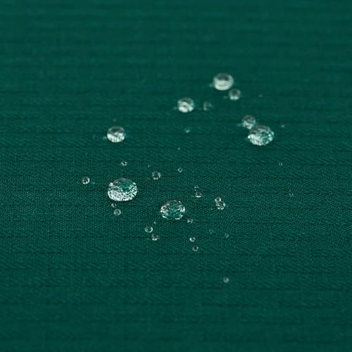Image of maxmill Rectangle Christmas Tablecloth Weaved Texture Waterproof Spillproof Wrinkle Free Table Cloth, Kitchen Dining Room Decoration, Holiday Party, Banquet Event Dinner, 52 x 70 Inch, Hunter Green