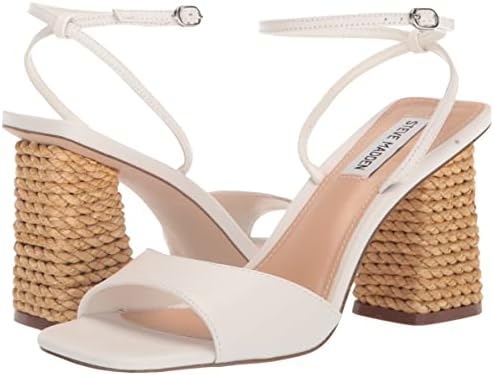 Steve Madden Women's Rozlyn Heeled Sandal, White Leather, 7.5 | Image 6