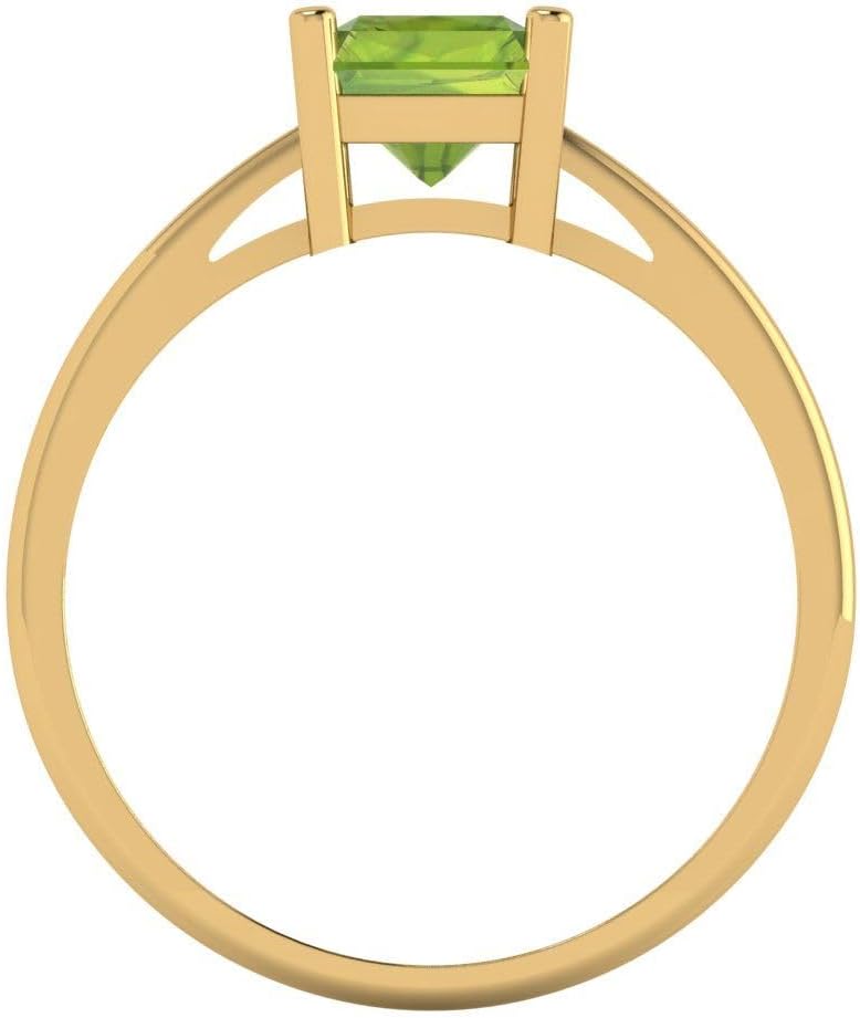 Clara Pucci 14K Solid Yellow Gold 2 ctw Peridot Solitaire Ring for Women | Anniversary, Birthday Gift | 8x6mm Emerald Cut - Image 4