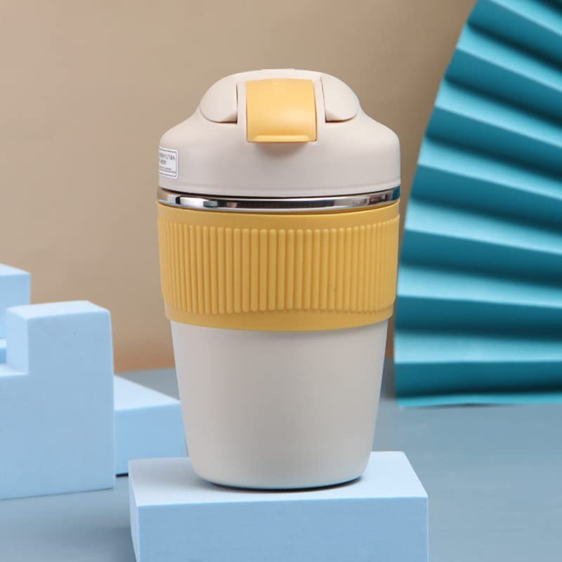Bhaguji 350ml Travel Mug 2in1 Double Wall Vacuum Insulation Coffee Cup Reusable Insulated Leak Proof Tumbler with Straw and Flip Lid for Coffee Tea and Cold Drinks for Traveling Office-Yellow (B0BF5RNHM2) Amazon Price History, Amazon Price Tracker