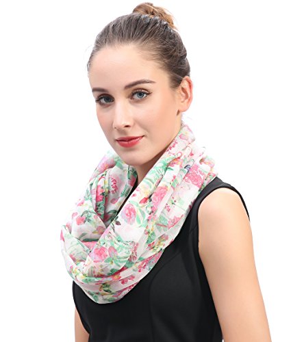 Lina & Lily Floral Print Women's Infinity Scarf Lightweight Spring Fall2