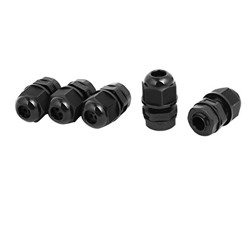 Aexit M12x1.5mm 1mm-2.6mm Transmission 3 Holes Adjustable Cables Gland Black 5pcs