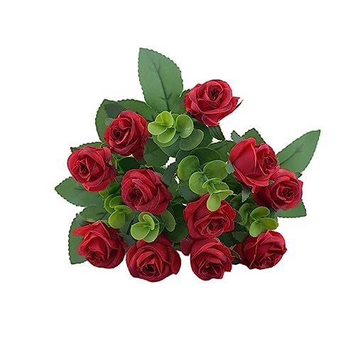 Artificial Flowers Fake Silk Rose for Decoration,20 Heads Small Roses Flower Bouquet with Stem of Flowers,Plastic Flowers for DIY Vase Home Wedding Centerpieces (2Pcs