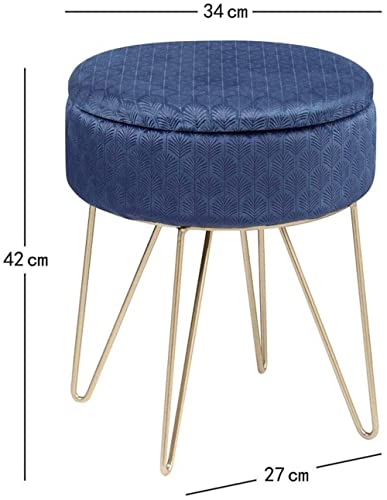 Tabouret de rangement en velours gris et métal doré optimisant votre espace