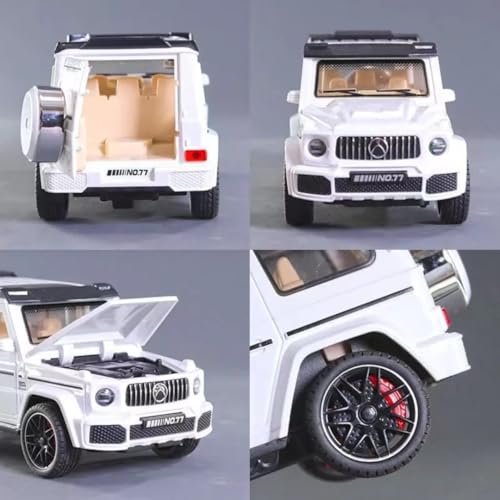 Image of PLUSPOINT G-Wagon Car Friction Powered Toys Realistic with Lights and Sound for Kids with Doors Opeanable Smooth Push and Go 1:32 Scale Pretend Play Toy Car Great Gift for Children Boys