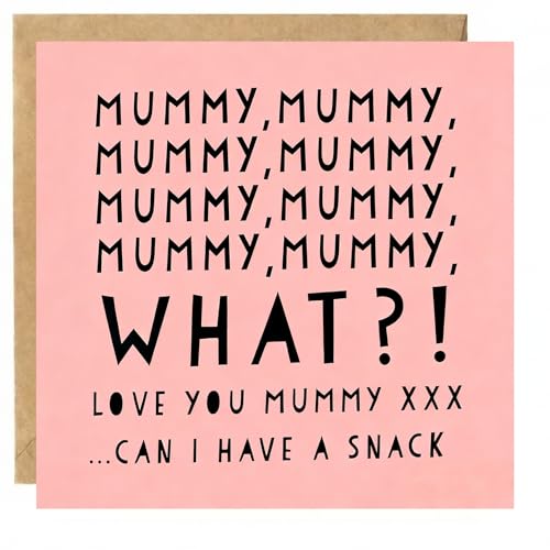 Virelle Funny Birthday Card for Mummy Love You Mummy... Can I Have a Snack? Cheeky Mum Birthday Card from Kids Blank Inside with Envelope