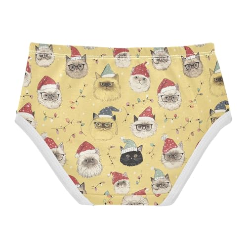 Girls Underwear Soft Cotton Christmas Cats Face Kids Panties in Sizes 2/3t, 4t, 5t, 6 and 82