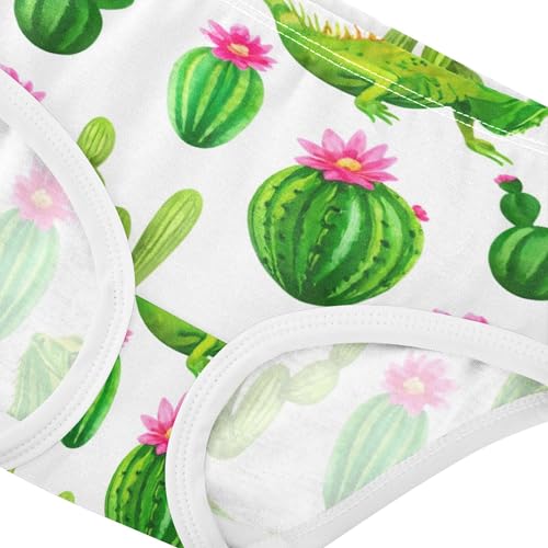 Cacti Watercolor Iguanas Floral Panties for Girl Girls Underwear Toddlers Cotton Flower Briefs Underpants 2t4
