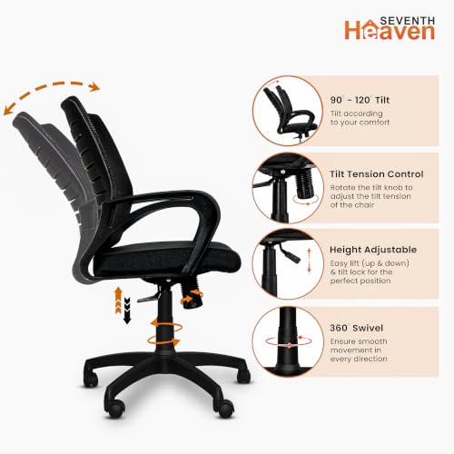 Seventh Heaven Boltt Mid Back Office Chair Black Black Mesh - Image 6