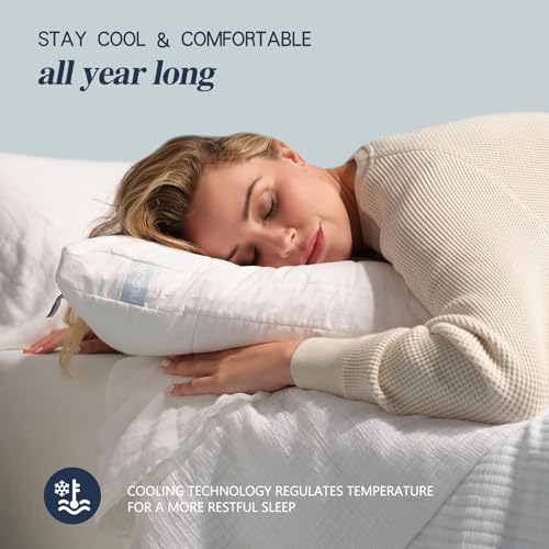 Image of Nuzzle Pillow Cases King Size, 100% Cotton Pillowcases with Envelope Closure, White Pillow Covers 20 x 36 inches, Pillow Protector with 300 Thread Count Soft and Breathable