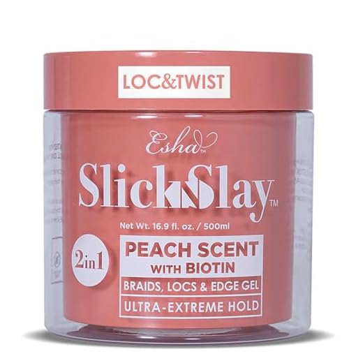Esha Slick N Slay Braiding Gel – 3-in-1 Braid and Edge Gel – Ultra Extreme Hold Gel for Hair – Hydrating and Conditioning Shining Gel – Fast Dry Locking Gel for Locs, Twists, Braids (PEACH, 17 oz.)